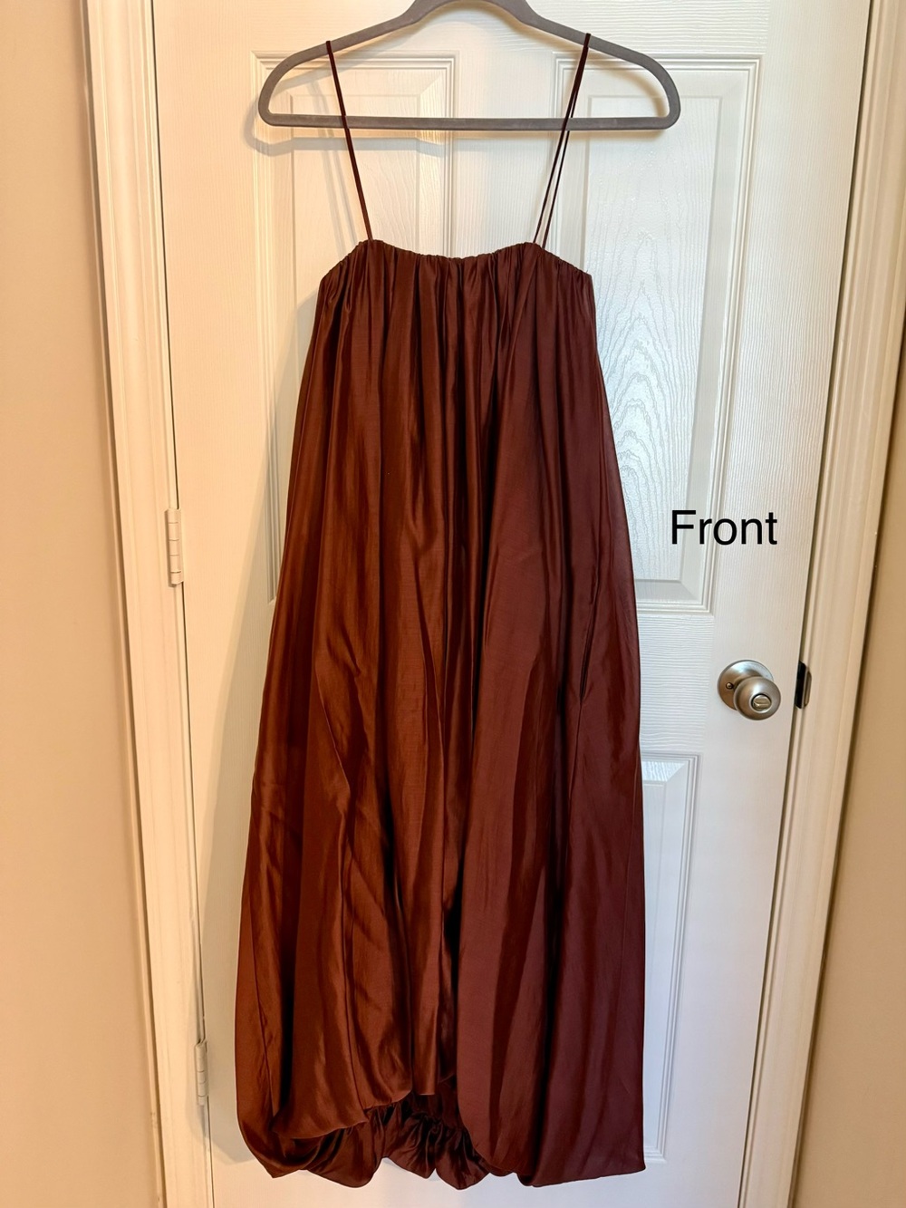 NEW WITHOUT TAGS ZARA bubble hem high/low dress with removable straps. Brown. XS